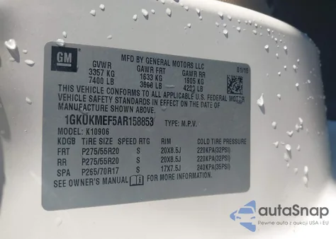 2010 GMC Yukon Xl 1500 Denali из США, поврежденный, VIN 1GKUKMEF5AR158853